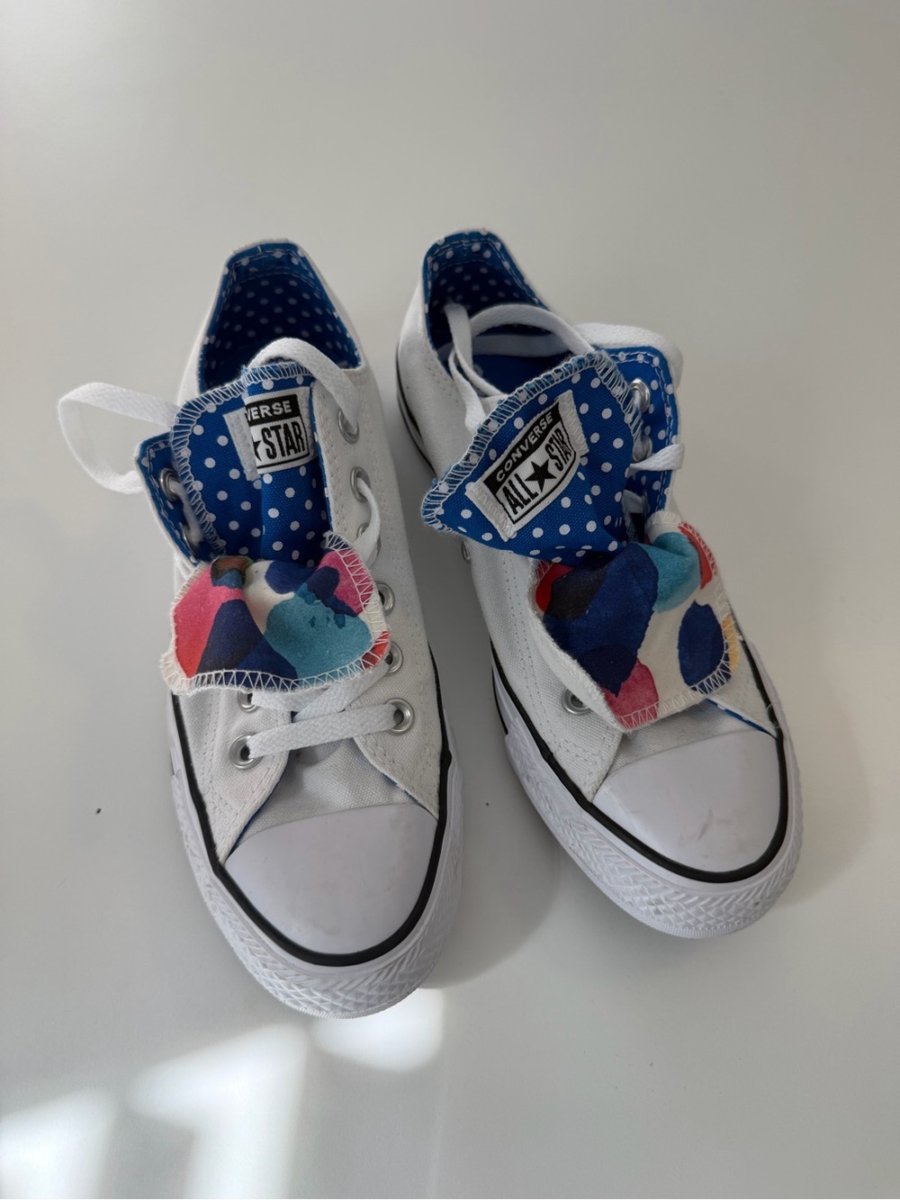 CONVERSE All Star white canvas double tongue sneakers womens size 7